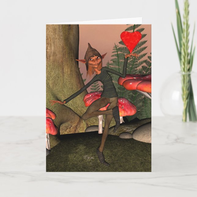 Valentine Forest Elf - gratulationskort Helgkort (Framsida)