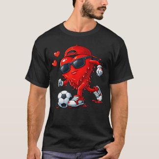 Valentine Fotboll Hjärta Drip Sport Kärlek Valenti T Shirt