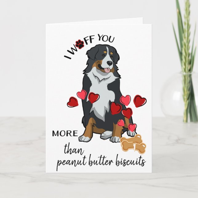 Valentine från Din Bernese Hund Kärlek You Biscuit Helgkort (Framsida)