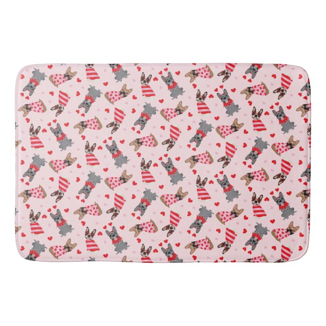 Valentine Fransk Bulldog Badrumsmatta (Framsidan)