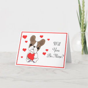 Valentine Fransk Bulldog med hjärter Kort