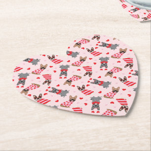 Valentine Fransk Bulldog Underlägg Papper