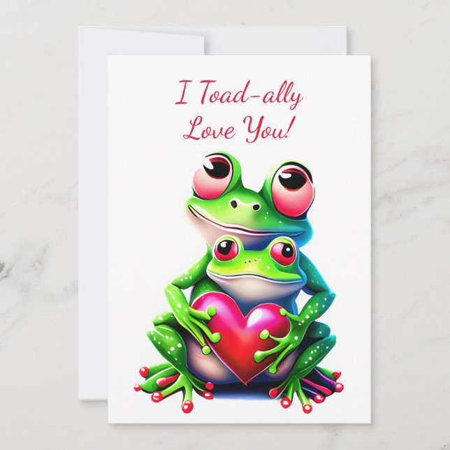 Valentine Frogs Roligt Helgdag Heart I Kärlek You Julkort (Framsida)