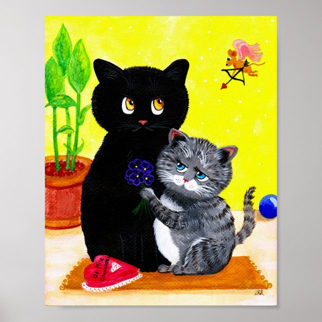 Valentine Funny Cat Cupid Creationarts Poster (Framsidan)