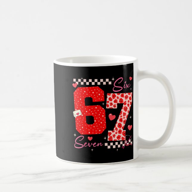 Valentine Funny Six Seven 6 7 Meme Slang Men Women Kaffemugg (Höger)
