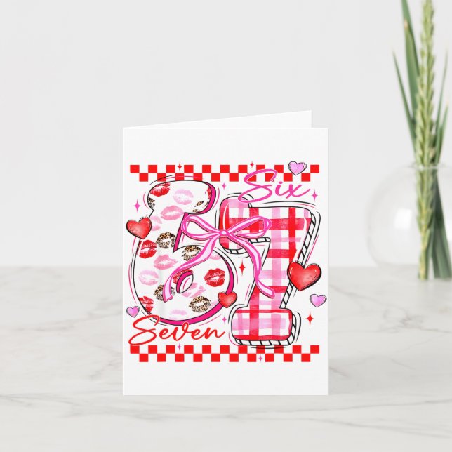 Valentine Funny Six Seven 6 7 Meme Slang Men Women Kort (Framsida)