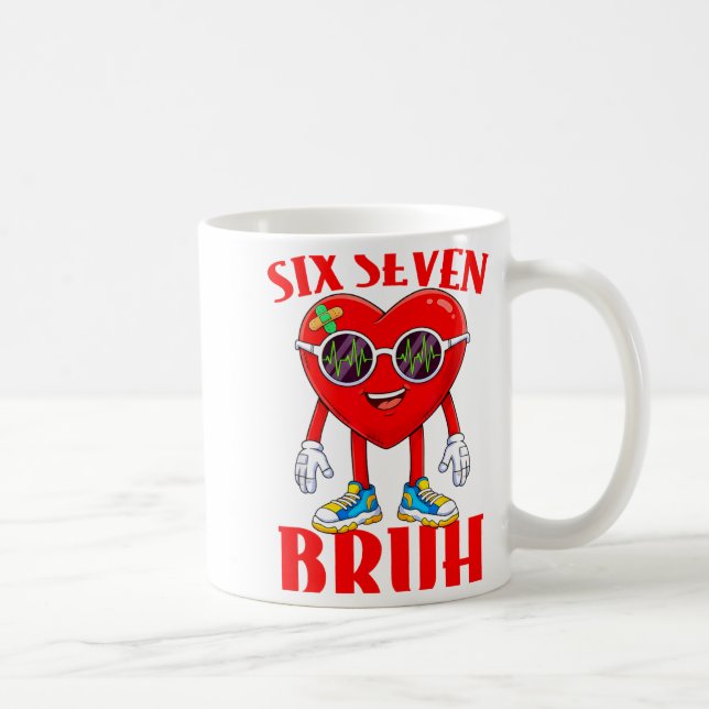 Valentine Funny Six Seven Bruh Meme 67 Heart Lover Kaffemugg (Höger)