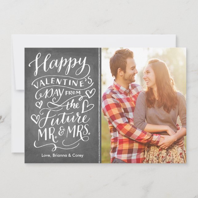 Valentine Future Mr och Mrs Photo Save Date Spara Datumet (Framsida)