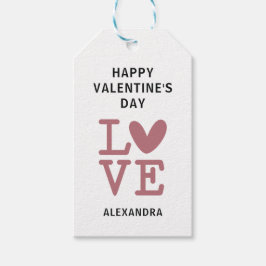 Valentine gammal ros & vit kärlekshjärta anpassad  presentetikett