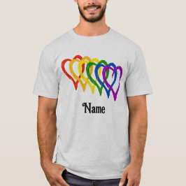 Valentine Gay pride Rainbow Flagga Hearts Customiz T Shirt