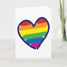 Valentine Gay pride Rainbow Heart Helgkort
