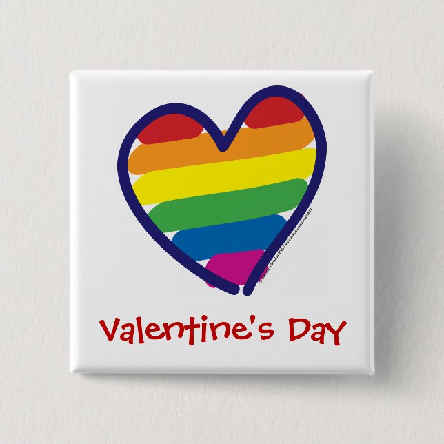 Valentine Gay pride Rainbow Heart Knapp (Framsida)