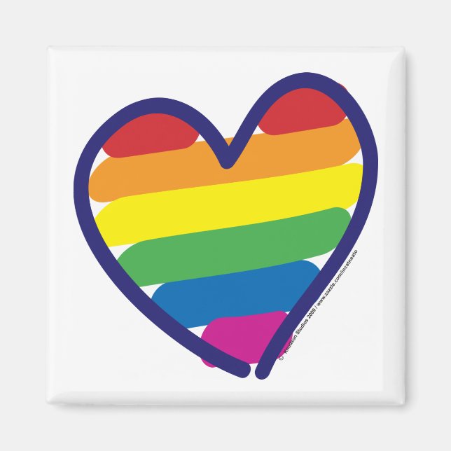 Valentine Gay pride Rainbow Heart Magnet (Framsidan)