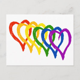 Valentine Gay pride Rainbow Layered Hearts Helg Vykort