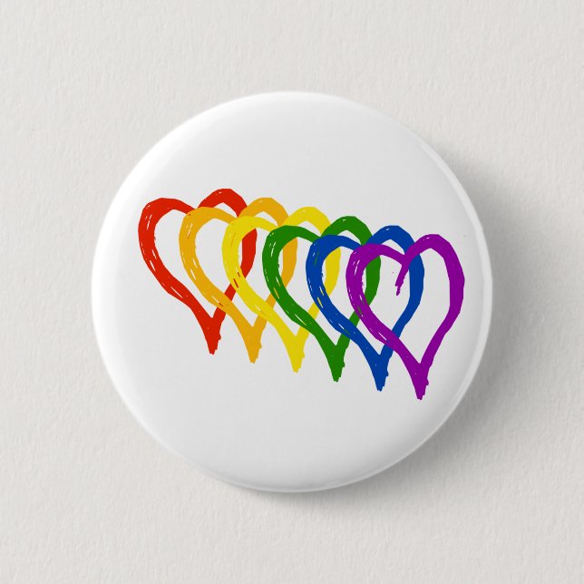 Valentine Gay pride Rainbow Layered Hearts Knapp (Framsida)