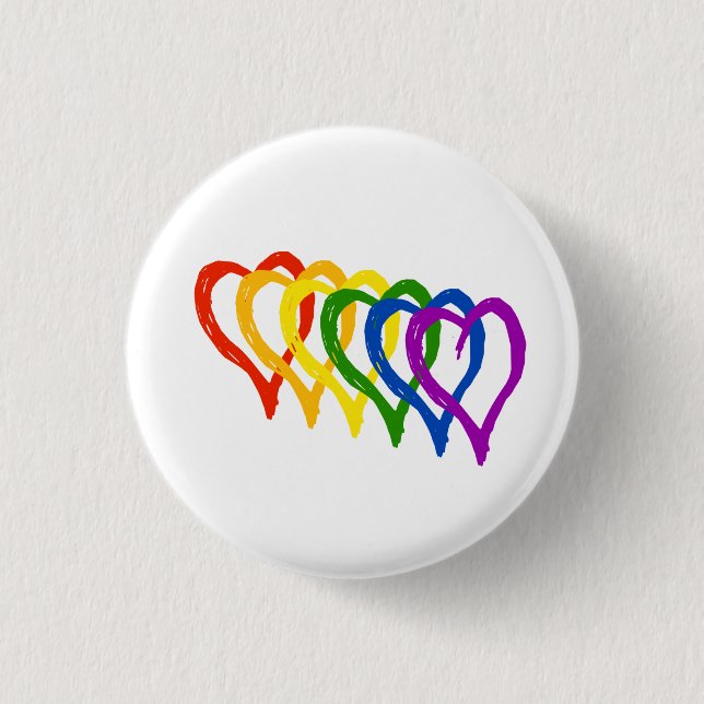 Valentine Gay pride Rainbow Layered Hearts Knapp (Framsida)