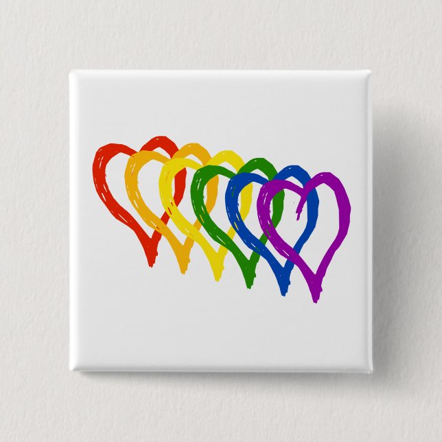 Valentine Gay pride Rainbow Layered Hearts Knapp (Framsida)