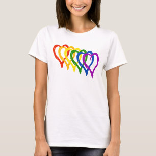 Valentine Gay pride Rainbow Layered Hearts T Shirt