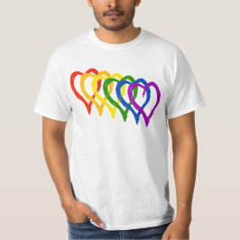 Valentine Gay pride Rainbow Layered Hearts Tee