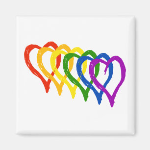 Valentine Gay Pride Regnbåge Skiktade Hjärtan Magnet
