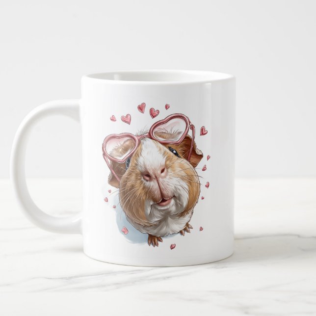Valentine Gerbil Coffee Mug – Cute Heart Glasses  Jumbo Mugg (Vänster)