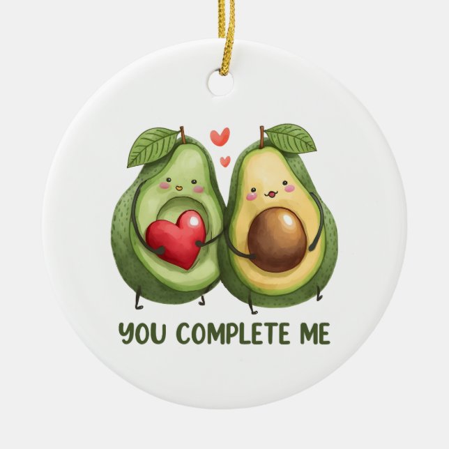 Valentine Gift Avocado, du har fullföljt mig Julgransprydnad Keramik (Framsidan)