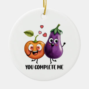 Valentine Gift Eggplant du slutför mig Julgransprydnad Keramik