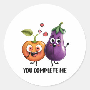 Valentine Gift Eggplant du slutför mig Runt Klistermärke