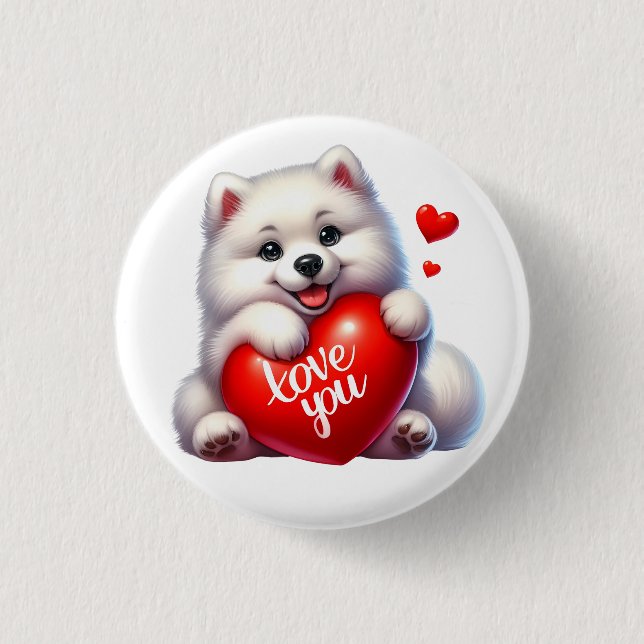 Valentine Gift - Pom Pom Kärlek Pommern Necklace Knapp (Framsida)