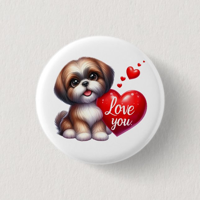 Valentine Gift - Shih Tzu Gnistra Knapp (Framsida)