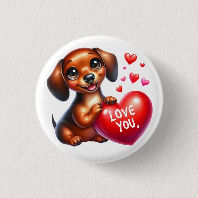 Valentine Gift - Wiener  Dachshund Knapp (Framsida)