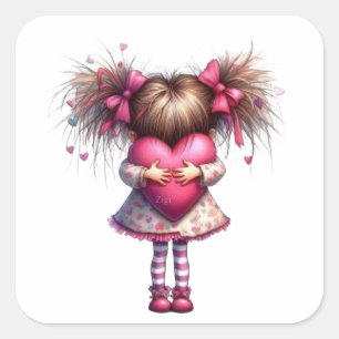 Valentine Girl Art 3 Tums Klistermärke – Kawaii Kä