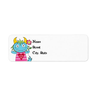 Valentine Girl Monster med Flower Returadress Etikett
