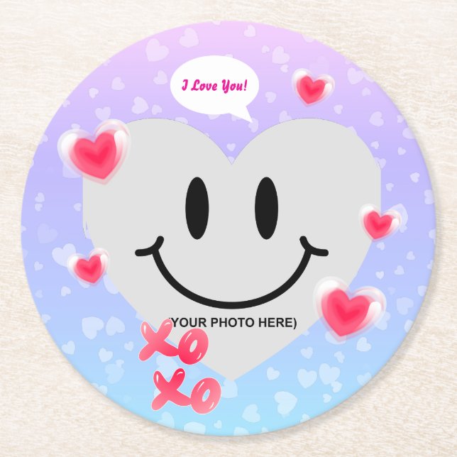 Valentine Glass Heart Bubblegum par Underlägg Papper Rund (Framsidan)