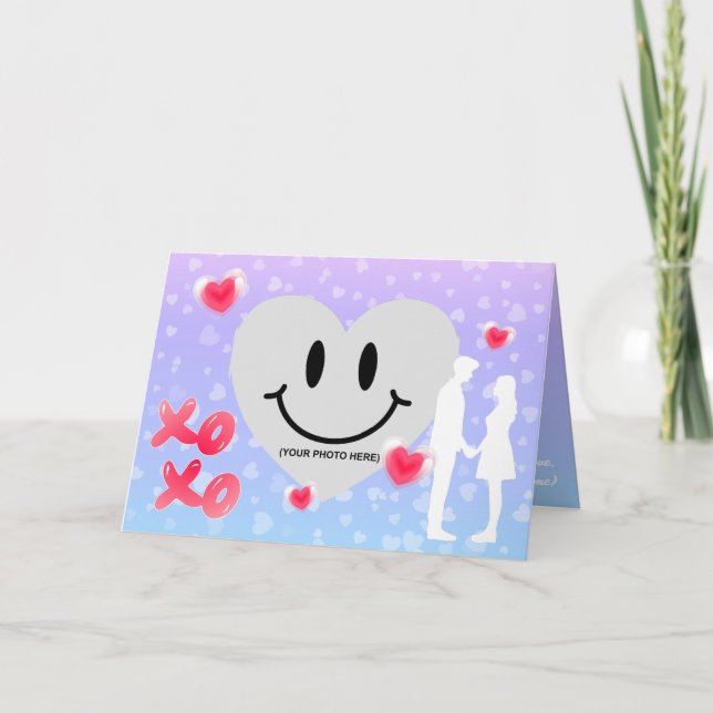 Valentine Glass Heart Bubblegum Photo Kort (Framsida)