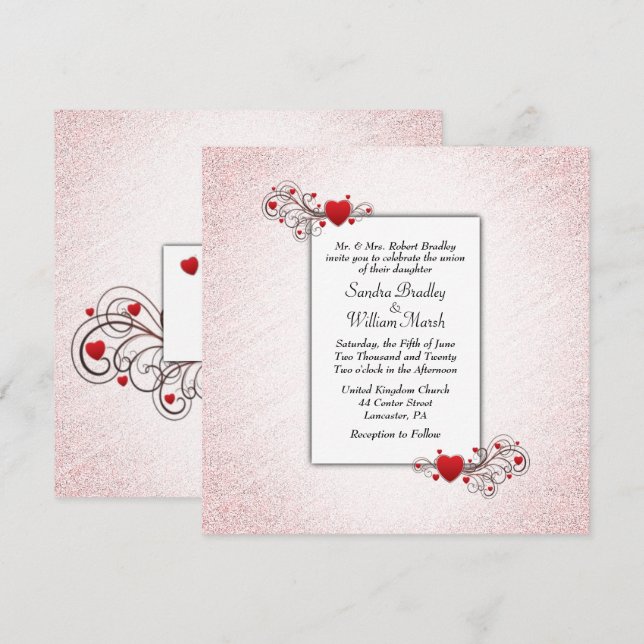 Valentine Glitter bröllopsinbjudan Inbjudningar (Fram/baksida)