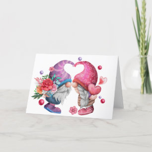 Valentine Gnome Couting Greeting Card Helgkort