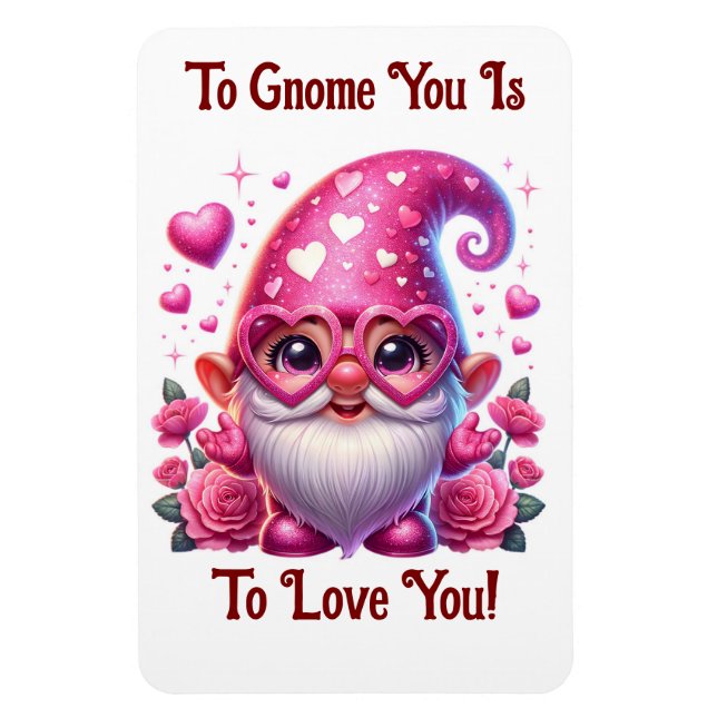 Valentine Gnome Flexible Photo Magnet (Vertikal)