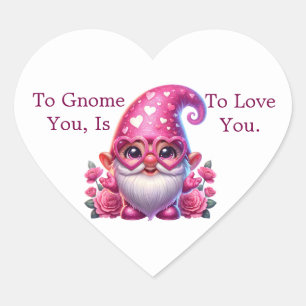 Valentine Gnome Hjärtdekal Hjärtformat Klistermärke