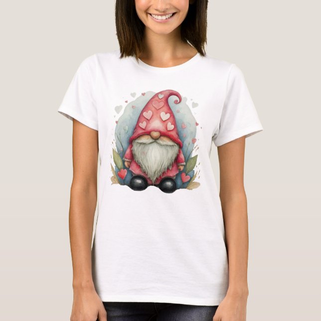 Valentine Gnome i Kärlek, Gnome Valentines day T Shirt (Framsida)
