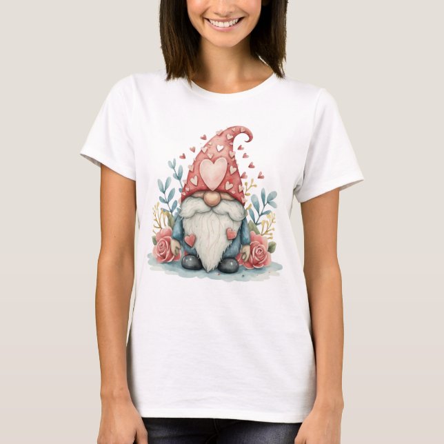 Valentine Gnome i Kärlek, Gnome Valentines day T Shirt (Framsida)