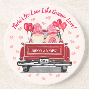 Valentine Gnome Kärlek Rosa Hearts Namn Underlägg