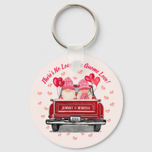 Valentine Gnome Kärlek Rosa Hearts Namn Underlägg Nyckelring