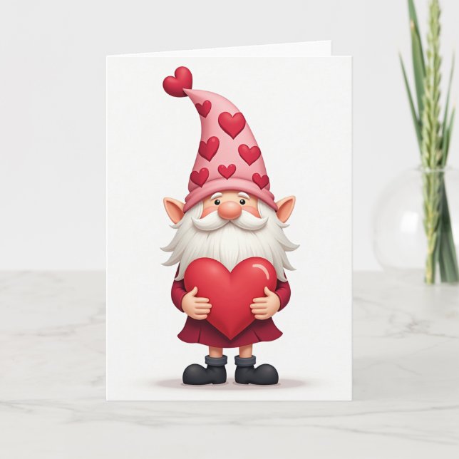 Valentine Gnome Love Card Kort (Framsida)