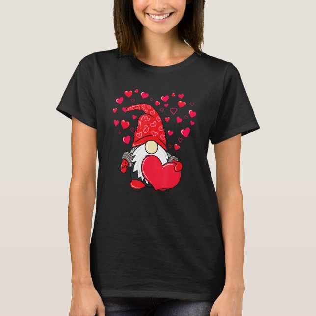 Valentine Gnome Love Heart Happy Valentines Day Wo T Shirt (Framsida)