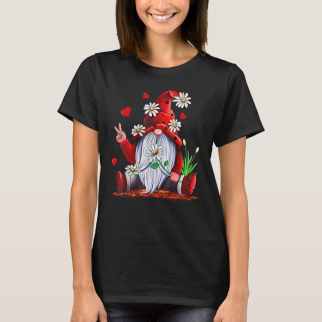 Valentine Gnome Love Heart Happy Valentines Day Wo T Shirt (Framsida)