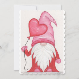 Valentine Gnome med Heart Balloon Julkort
