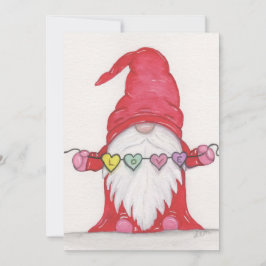 Valentine Gnome med Heart Garland Julkort