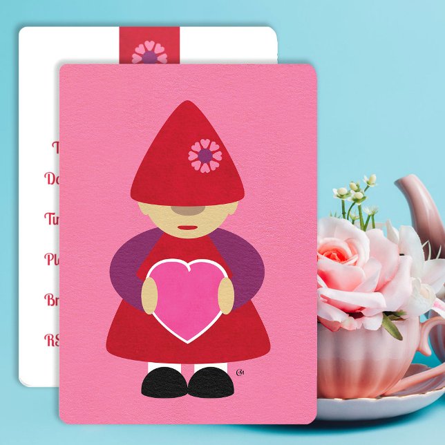 Valentine Gnome med hjärtinbjudan Inbjudningar (Skapare uppladdad)