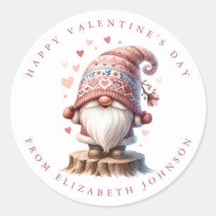 Valentine Gnome Personlig Namn Round Stickers Runt Klistermärke